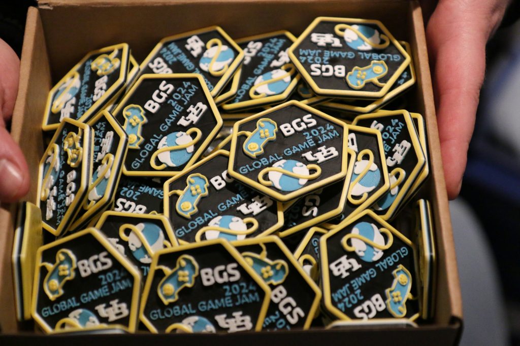 Custom badges created by Buffalo Game Space for jammers who completed games at GGJ 2024. 