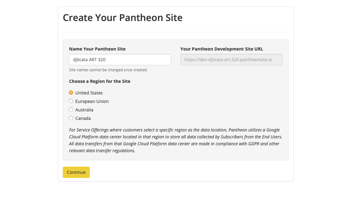 Create your Pantheon site