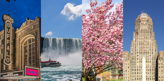 Collage of pictures of Buffalo New York and Niagara Falls