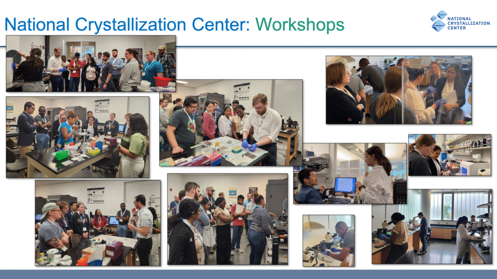 Images of scientists at the 2024 Applied Crystallization Workshops at the National Crystallization Center