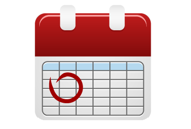 Generic red calendar with circled date