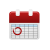 Generic red calendar with circled date