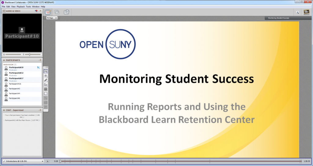 Screenshot of Monitoring Student Success collaborate session