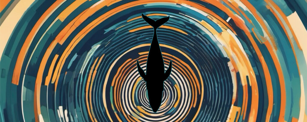 dolphin over a wave pattern